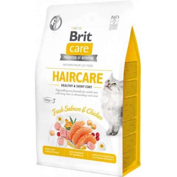 [8595602540891] Brit Care Hipoalerjenik Haircare Tavuk ve Somonlu Tahılsız Kedi Maması (400 Gr)