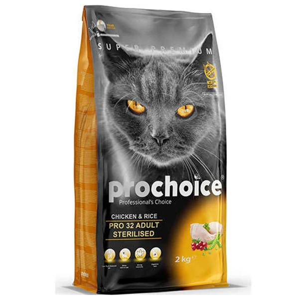 [P4601] Pro Choice Pro 32 Sterilised Tavuklu Kısırlaştırılmış Kedi Maması (2 Kg)