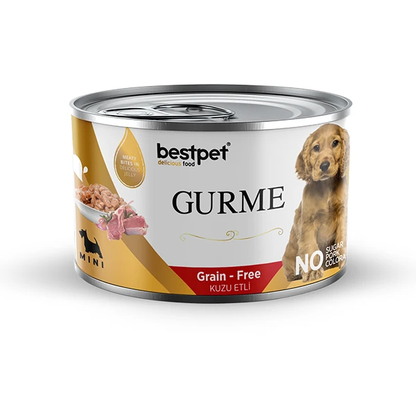 [P0151] Bestpet Gurme Junior Puppy Mini Irk Kuzulu Parça Etli Jelly Yavru Köpek Konservesi (1 Adet)