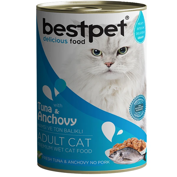 [P0028] Bestpet Ton Balıklı ve Hamsili Gravy Yetişkin Konserve Kedi Maması (1 Adet)