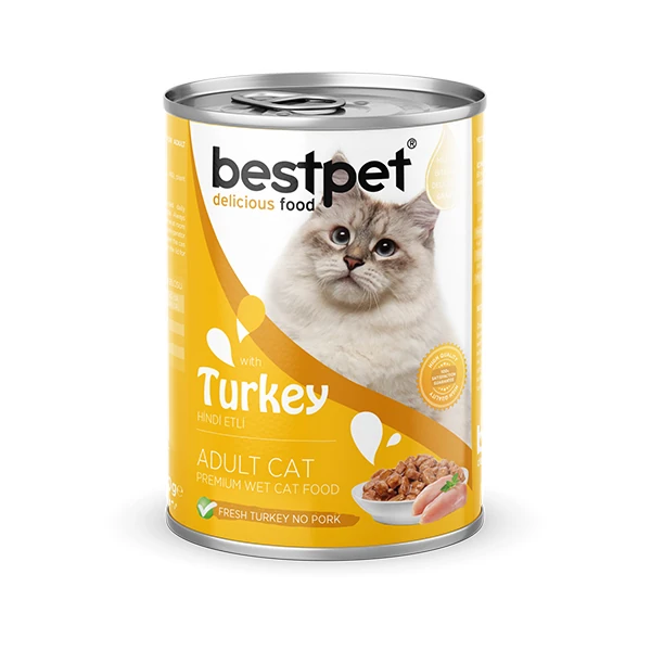 [P0039] Bestpet Gravy Soslu Hindili Yetişkin Konserve Kedi Maması (1 Adet)