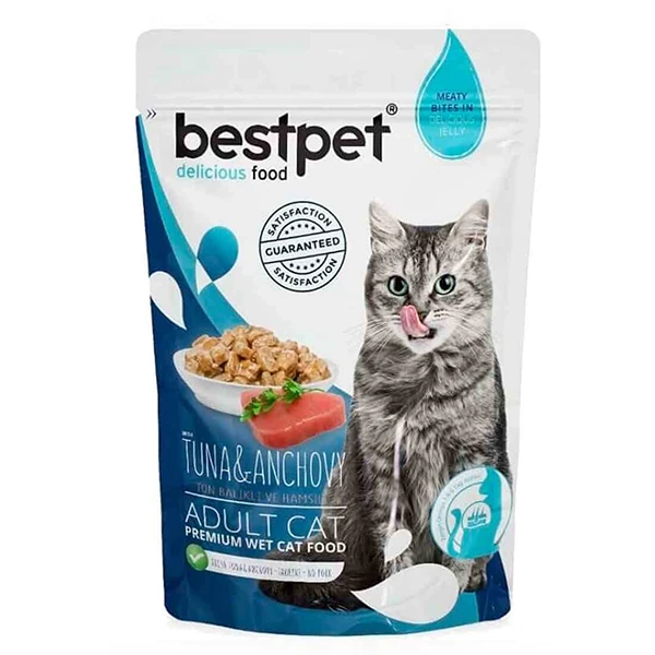 [P0035] Bestpet Ton Balıklı ve Hamsili Yetişkin Konserve Kedi Maması (1 Adet)