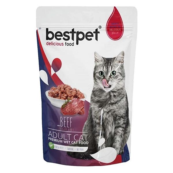 [P0033] BestPet Adult Jelly Pouch Biftekli Yaş Kedi Maması (1 Adet)