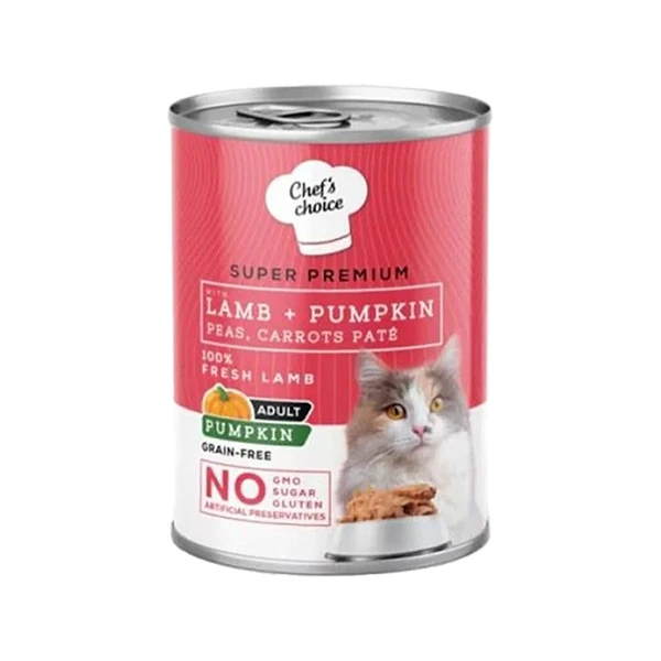 [C01060] Chefs Choice Kuzu Etli ve Balkabaklı Tahılsız Ezme Yetişkin Konserve Kedi Maması (1 Adet)