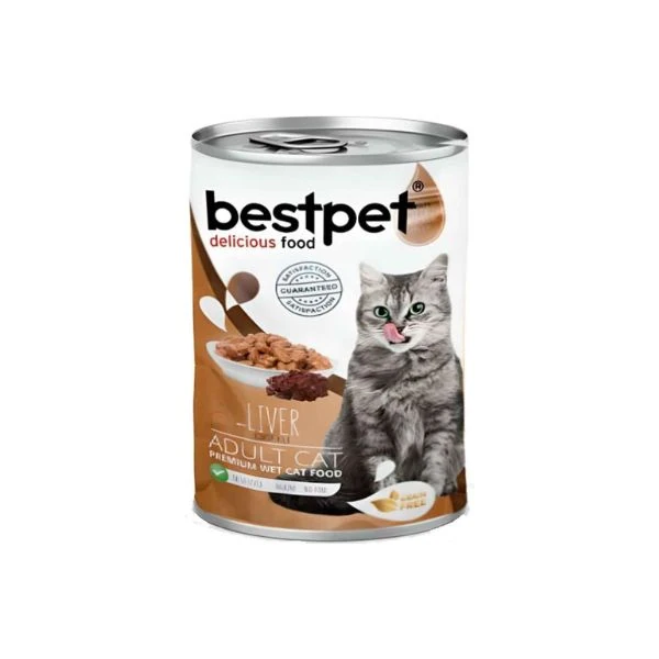 [P0043] Bestpet Parça Etli ve Ciğerli Yetişkin Konserve Kedi Maması (1 Adet)
