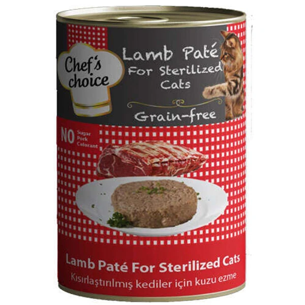 [8681465602859] Chefs Choice Kıyılmış Kuzulu Kısırlaştırılmış Yetişkin Konserve Kedi Maması (1 Adet)