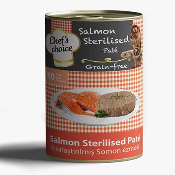[8681465602699] Chefs Choice Kıyılmış Somonlu Kısırlaştırılmış Konserve Kedi Maması (1 Adet)