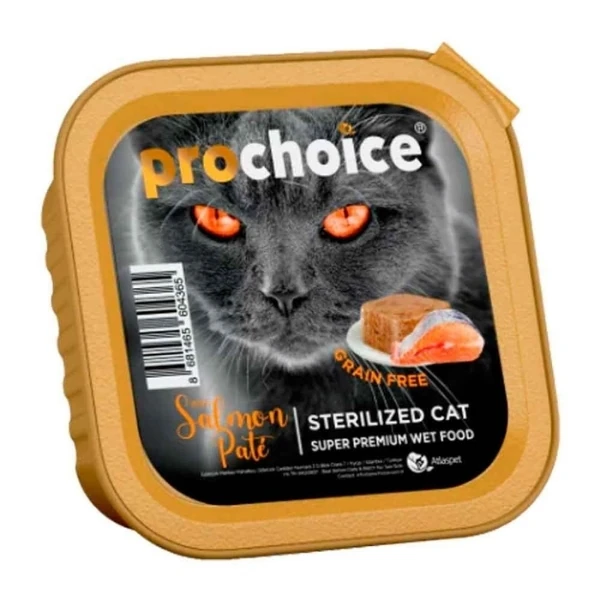 [P3043] Pro Choice Adult Pate Somonlu Kısırlaştırılmış Konserve Kedi Maması (1 Adet)