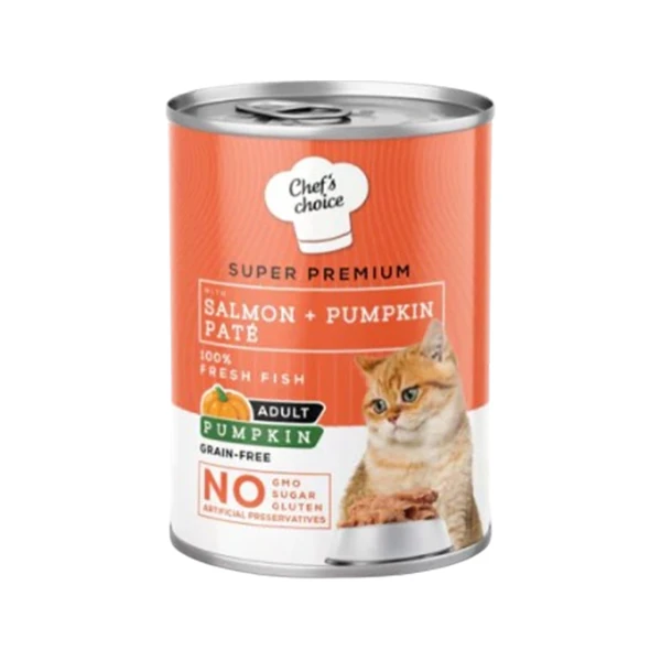 [C01059] Chefs Choice Somonlu ve Balkabaklı Tahılsız Ezme Yetişkin Konserve Kedi Maması (1 Adet)