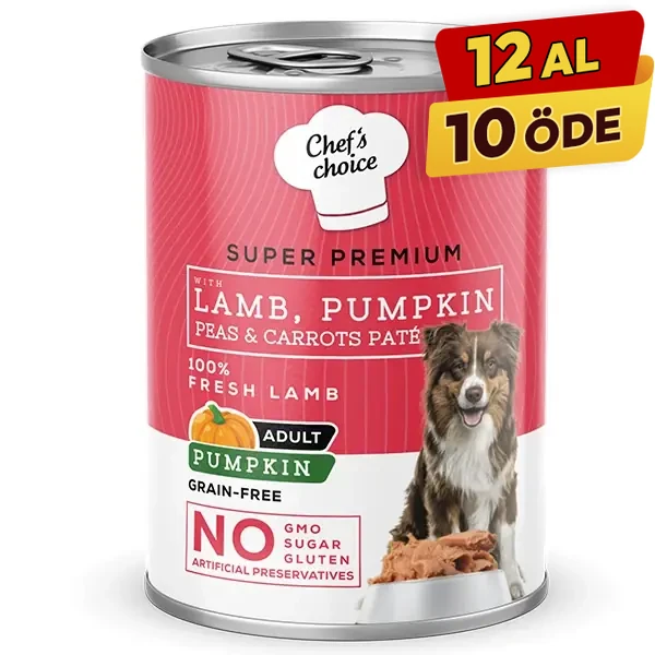 [C01055] Chefs Choice Kıyılmış Kuzu Etli ve Balkabaklı Yetişkin Köpek Konservesi (1 Adet)