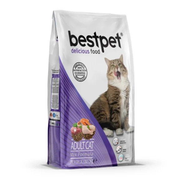 [P5524] Bestpet Mix Tavuklu Kuzulu ve Balıklı Yetişkin Kedi Maması (400 Gr)