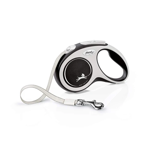 [235-10002YS] Flexi New Comfort Şerit Otomatik Köpek Gezdirme Tasması 3 Mt (Siyah, Small)