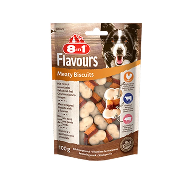 [406-661621] 8in1 Flavours Meaty Biscuits Kıtır Köpek Ödül Maması (1 Adet)