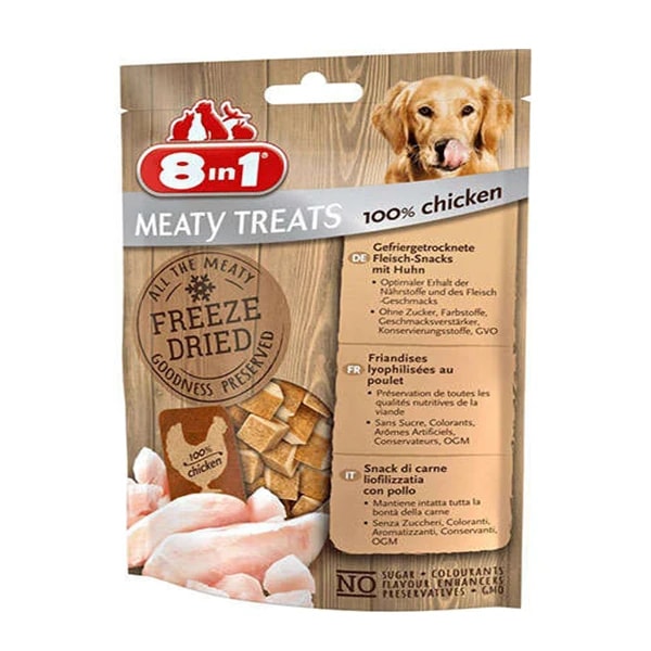 [406-661442] 8in1 Freeze Dried Tahılsız Kurutulmuş Tavuk ve Havuçlu Köpek Ödül Maması (1 Adet)