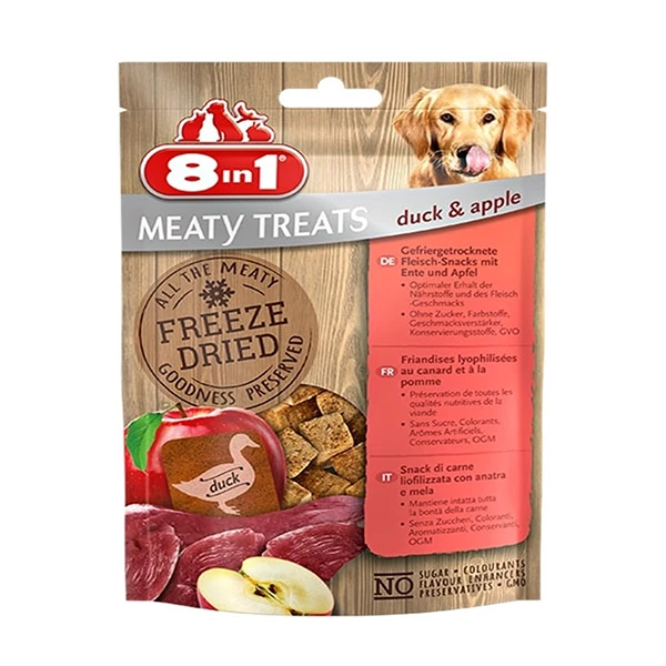 [406-661443] 8in1 Freeze Dried Tahılsız Kurutulmuş Ördek ve Elmalı Köpek Ödül Maması (1 Adet)