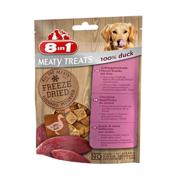 [406-661440] 8 in 1 Freeze Dried Tahılsız Kurutulmuş Ördekli Köpek Ödül Maması (1 Adet)