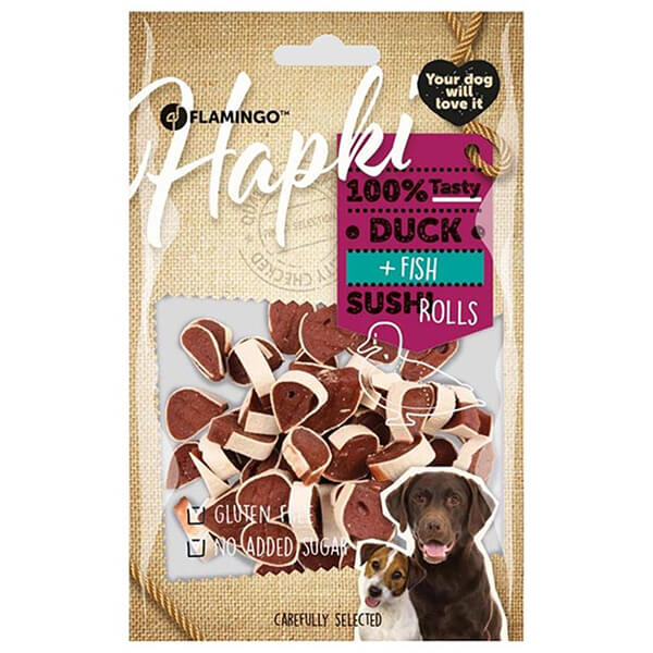 [241-520272] Flamingo Hapki Glutensiz Ördek ve Balıklı Köpek Ödül Maması (1 Adet)