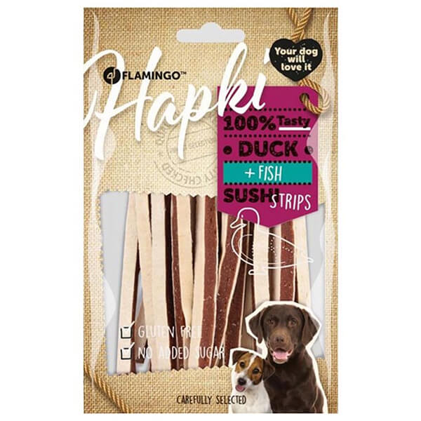 [241-520273] Flamingo Hapki Glutensiz Ördek ve Balıklı Şerit Köpek Ödül Maması (1 Adet)