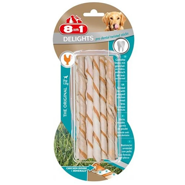 [406-660964] 8 In 1 Delights Dental Twisted Sticks Köpek Çubuk Ödülü (1 Adet)