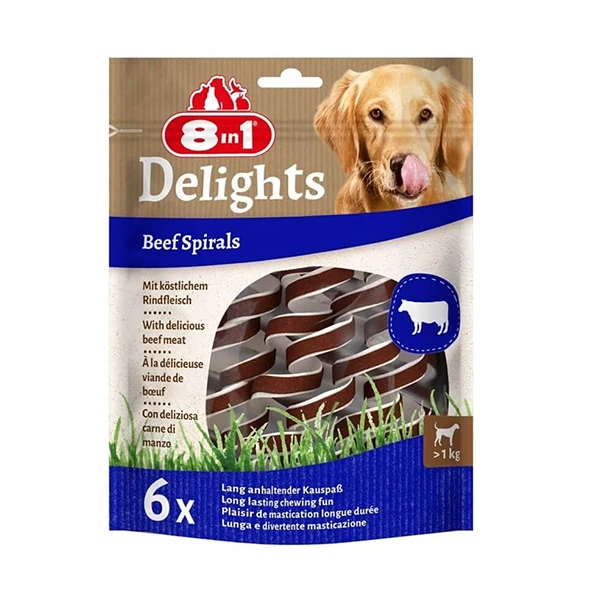 [406-661703] 8in1 Delights Smart Spirals Biftekli Burgu Köpek Ödülü (1 Adet)