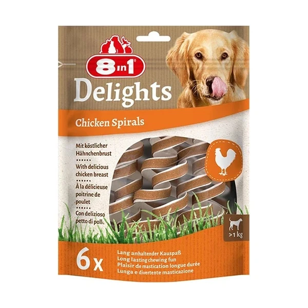 [406-661702] 8in1 Delights Smart Spirals Tavuklu Burgu Köpek Ödülü (1 Adet)