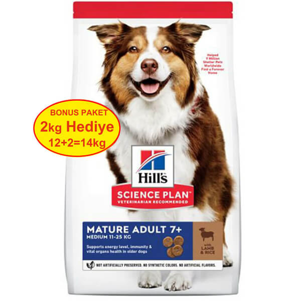 [620-604379] Hills Mature Adult 7+ Orta Irk Kuzu Etli Yaşlı Köpek Maması (14 Kg)
