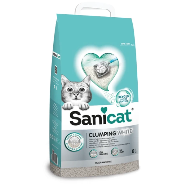 [245-803673] Sanicat Clumping White Oksijen Kontrol Süper Topaklanan Kedi Kumu (1 Adet)
