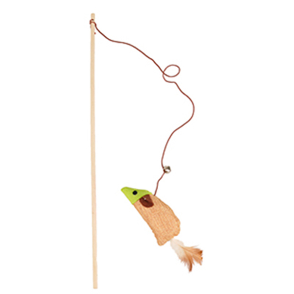 [240-560575] Flamingo Juty Ahşap Fareli Kedi Oltası Oyuncağı