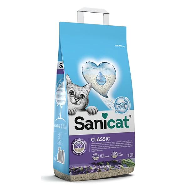 [245-801437] Sanicat Classic Oksijen Kontrollü Lavantalı Ultra Emici Doğal Kedi Kumu (1 Adet)