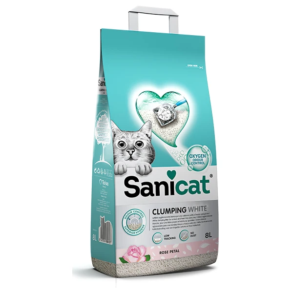 [245-803314] Sanicat Clumping White Gül Kokulu Topaklanan Kedi Kumu (1 Adet)