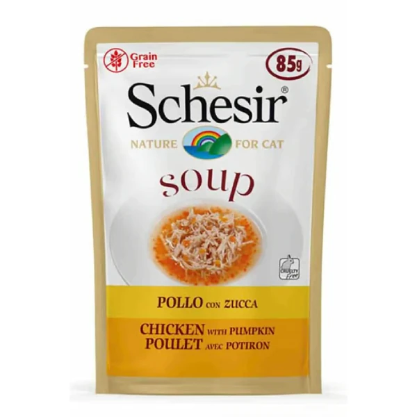 [230-C676] Schesir For Cat Tavuklu ve Balkabaklı Tahılsız Yetişkin Kedi Çorbası (1 Adet)