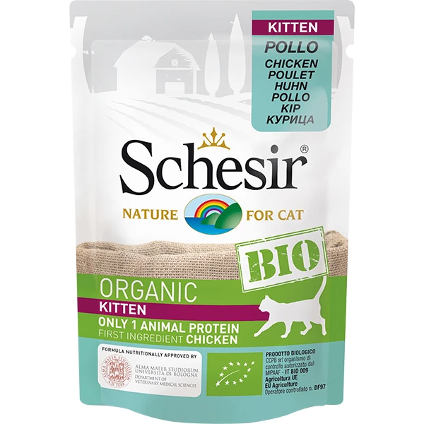 [230-C450] Schesir Bio Range Kitten Organik Yavru Konserve Kedi Maması (1 Adet)