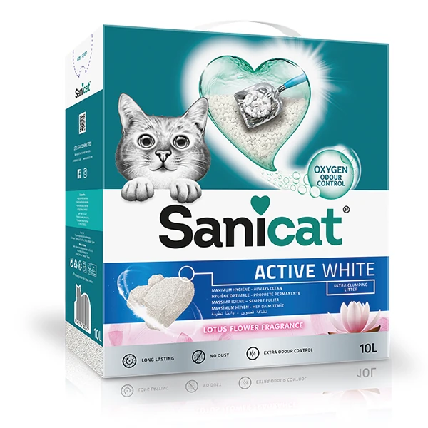 [245-803672] Sanicat Active White Lotus Çiçeği Kokulu Doğal Kedi Kumu (10 Lt, 1 Adet)