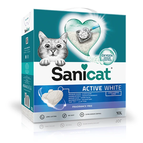 [245-803671] Sanicat Active White Ultra Topaklanan Doğal Kedi Kumu (10 Lt, 1 Adet)