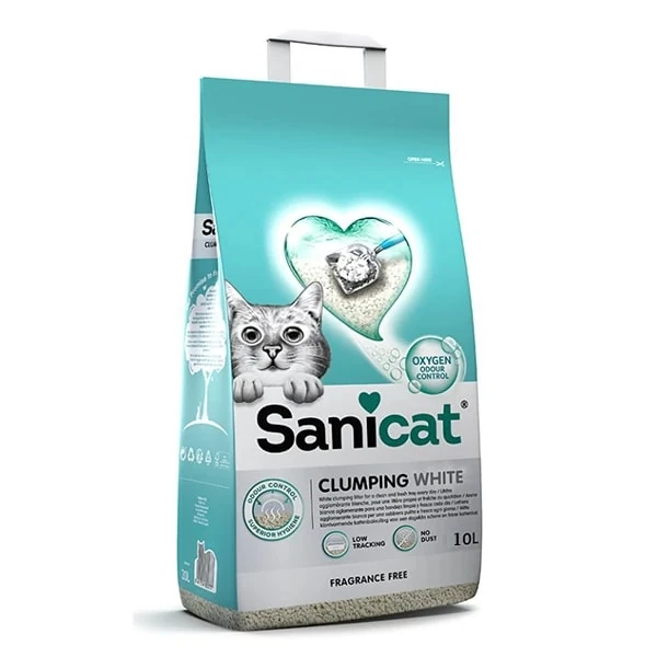 [245-803676] Sanicat Clumping White Kokusuz Süper Topaklanan Beyaz Kedi Kumu (10 Lt, 1 Adet)