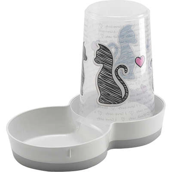 [242-H165-026] Moderna Trendy Love Kedi Hazneli Mama ve Su Kabı