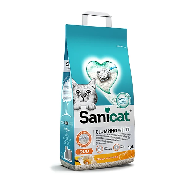[245-802677] Sanicat Duo Vanilya ve Mandalina Kokulu Kedi Kumu (10 Lt, Flamingo, 1 Adet)