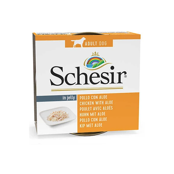[230-C689] Schesir Jelly Puppy Aloe Vera ve Tavuklu Konserve Yavru Köpek Maması (1 Adet)