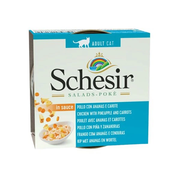 [230-1071800] Schesir Salad Tavuk Ananas ve Havuçlu Yetişkin Konserve Kedi Maması (1 Adet)