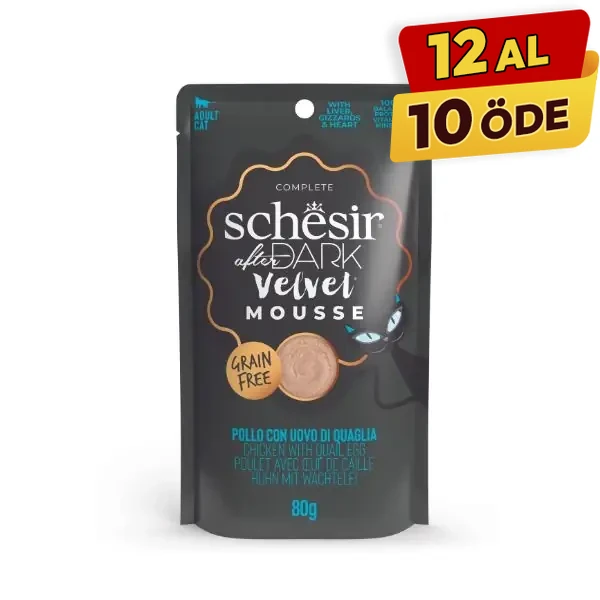 [230-21232260] Schesir After Dark Velvet Mousse Tavuklu ve Bıldırcın Yumurtalı Yetişkin Kedi Yaş Maması (1 Adet)