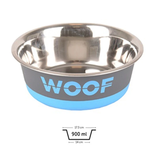 Flamingo Woof Kedi ve Köpek Mama Kabı Gri/Mavi