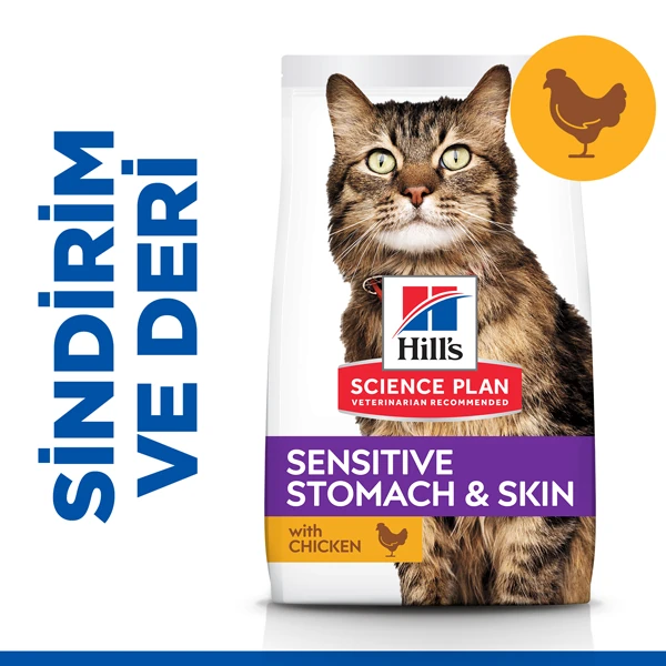 [610-604072] Hills Sensitive Skin Deri Tüy ve Sindirim Hassasiyeti için Yetişkin Kedi Maması