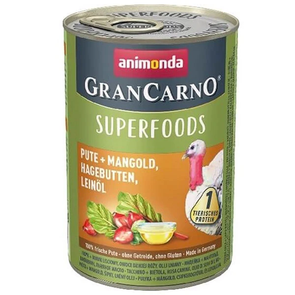 [200-082438] Animonda Gran Carno Superfoods Hindi Pazı ve Kuşburnlu Yetişkin Köpek Konservesi (1 Adet)