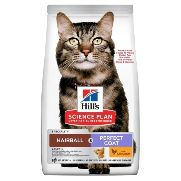 Hills Hairball Perfect Coat Tüy Yumağı Önleyici Tavuklu Yetişkin Kedi Maması
