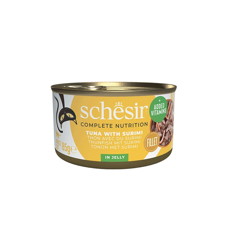 [230-C136] Schesir Ton Balık ve Surimi Jöleli Konserve Kedi Maması (1 Adet)