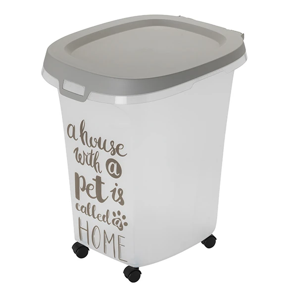 [242-AF51-0027] Moderna Trendy Story Tekerlekli Kedi ve Köpek Plastik Mama Saklama Kabı
