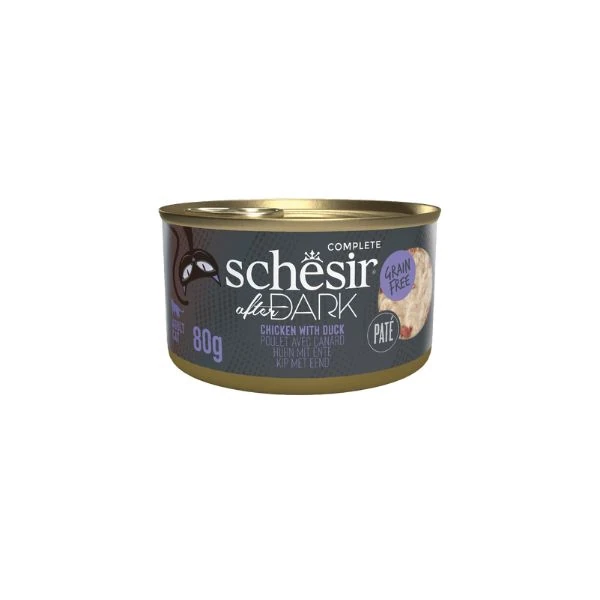 [230-21142360] Schesir After Dark Pate Tavuklu ve Ördekli Yetişkin Kedi Konservesi (1 Adet)