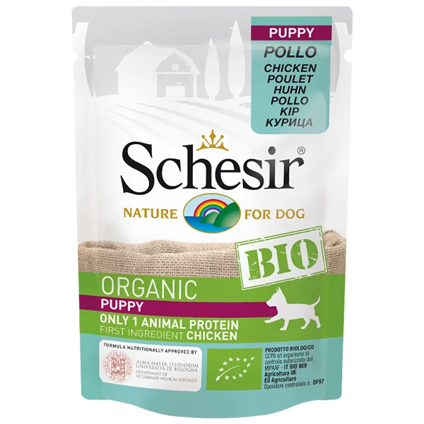 [230-C7450] Schesir Bio Range Tavuklu Organik Yavru Konserve Köpek Maması (1 Adet)