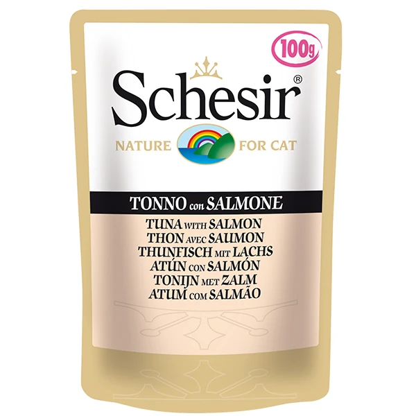 [230-C582] Schesir Ton Balıklı ve Somonlu Pouch Konserve Kedi Maması (1 Adet)