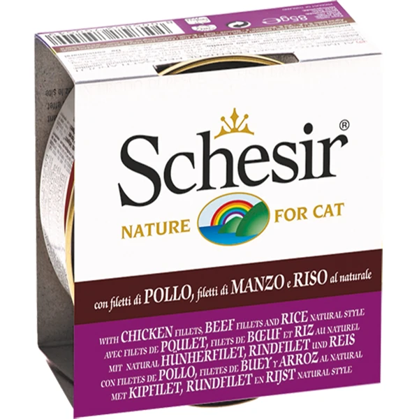 [230-C179] Schesir Tavuk ve Sığır Etli Naturel Konserve Kedi Maması (1 Adet)